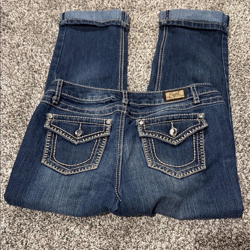 Earl Jeans size 6 Blue Denim Jeans cropped capri designer pant women’s - Picture 3 of 6